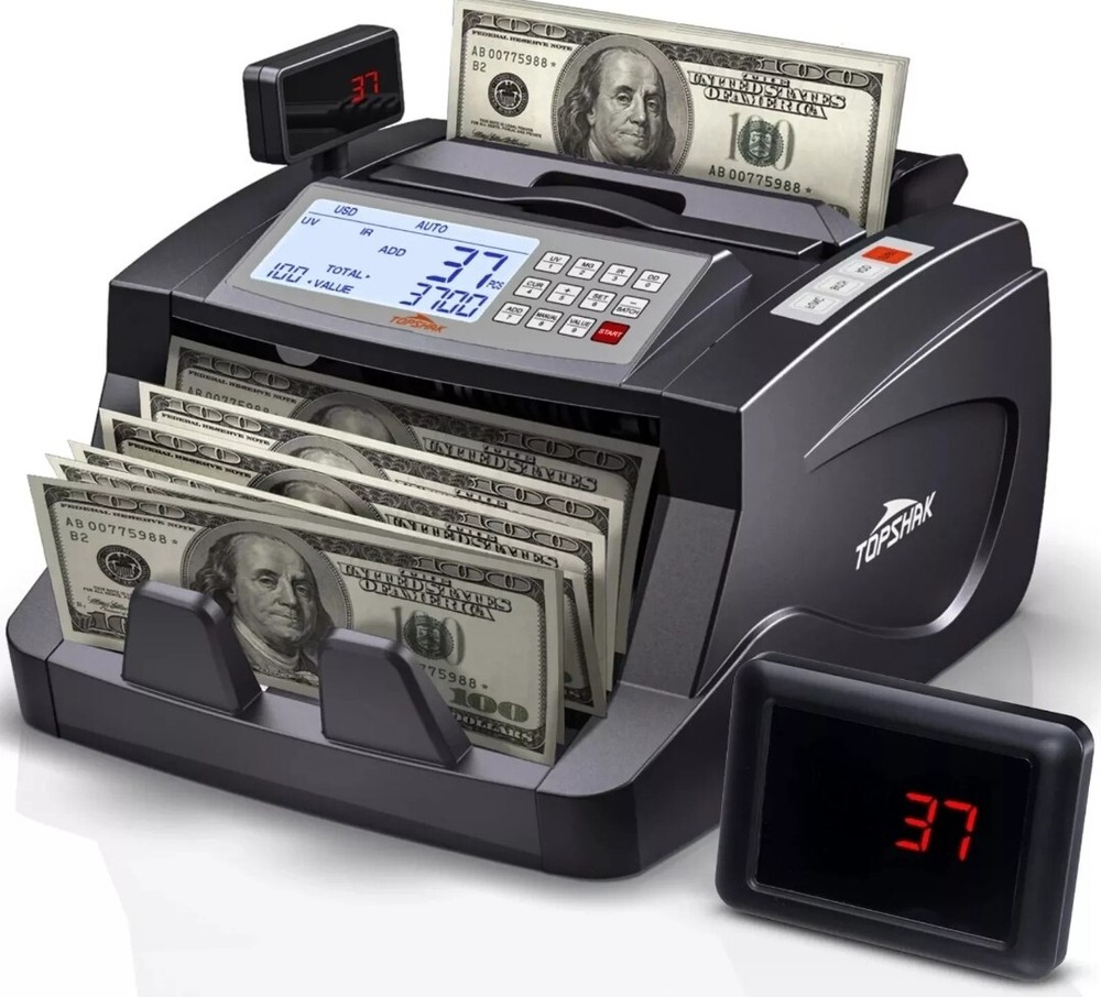 TOPSHAK TS-BC1 80W 1000pcs/min Money Counter Machine Counting Machine for Bank