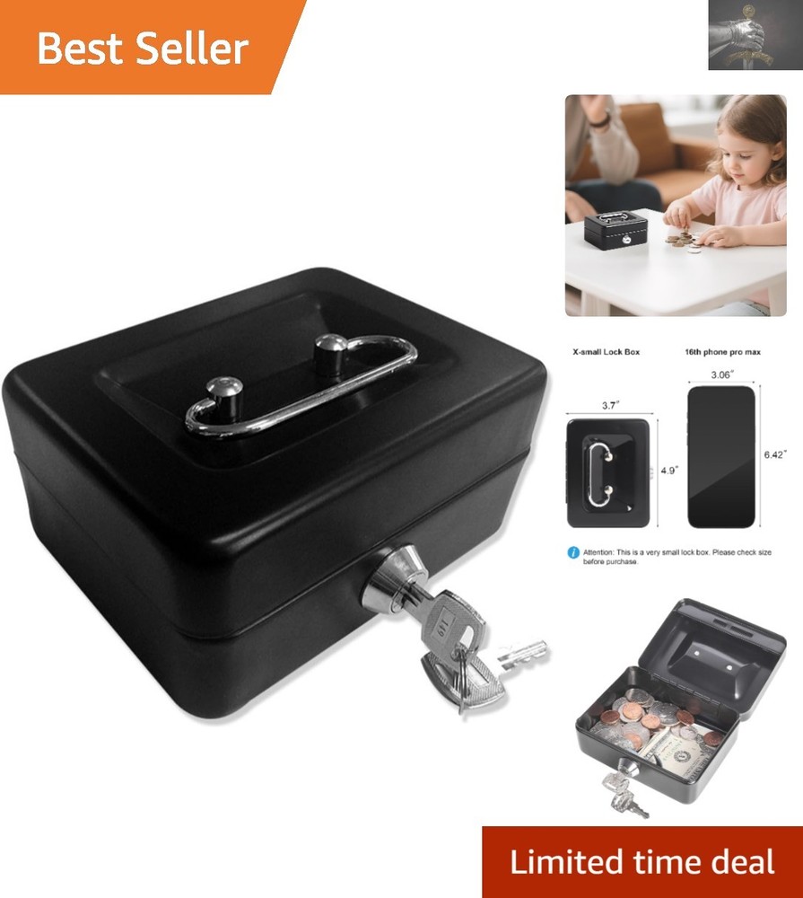 Compact X-Small Cash and Coin Box with Key Lock – Ideal Gift Packaging Included