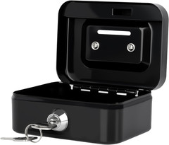 Mini Cash Box with Slot Small Cash Box with Money Tray and Key Lock, Metal Lock