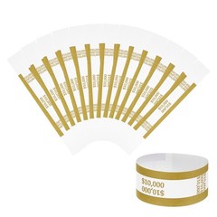 100pcs, Money Band 10000 Dollar Money Bill Wrapper Self-Adhesive Dark Yellow