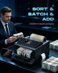 CGOLDENWALL Money Counter Machine, Mixed Denomination Bill Counter, Cash Coun…