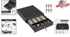 Electronic Cash Register Drawer – 13″ – 4 Bill 5 Coin Tray – RJ11/RJ12 – Black