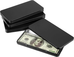 4 Pack Metal Cash Boxes with Lid, Currency Tray Money Holder Black Storage Tin