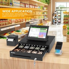 Beelta 16″ Heavy Duty Cash Drawer for POS System – Fully Removable Tray, 5 Bi…