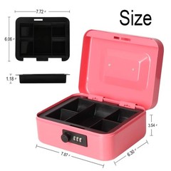 Cash Box with Money Tray Medium Money Box with Combination Lock 7 4/5″ x 6 4/…