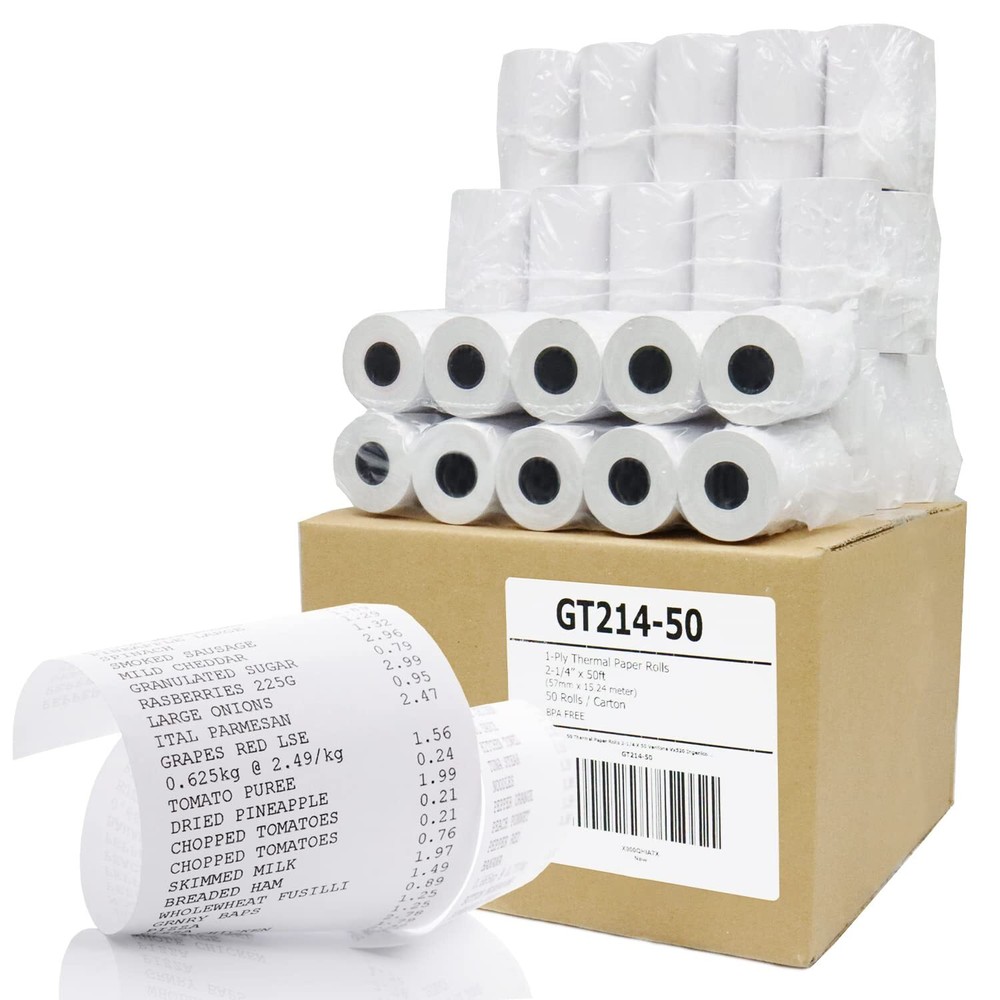 Thermal Paper Receipt Roll 2-1/4 x 50 BPA Free 50 Rolls