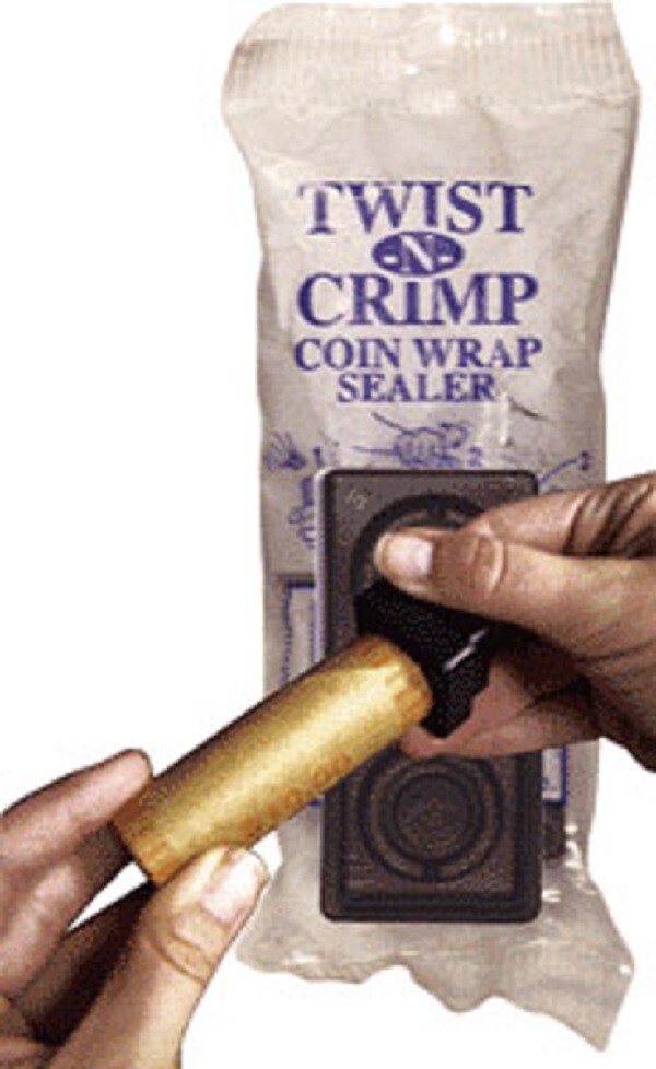 Twist-N-Crimp Coin Wrap Sealer Handy Tool For Cent Nickel Dime Quarter Rolls NEW