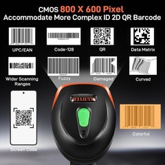 Durable Handheld USB Barcode Scanner with Built-in Light & 3 Scanning Modes