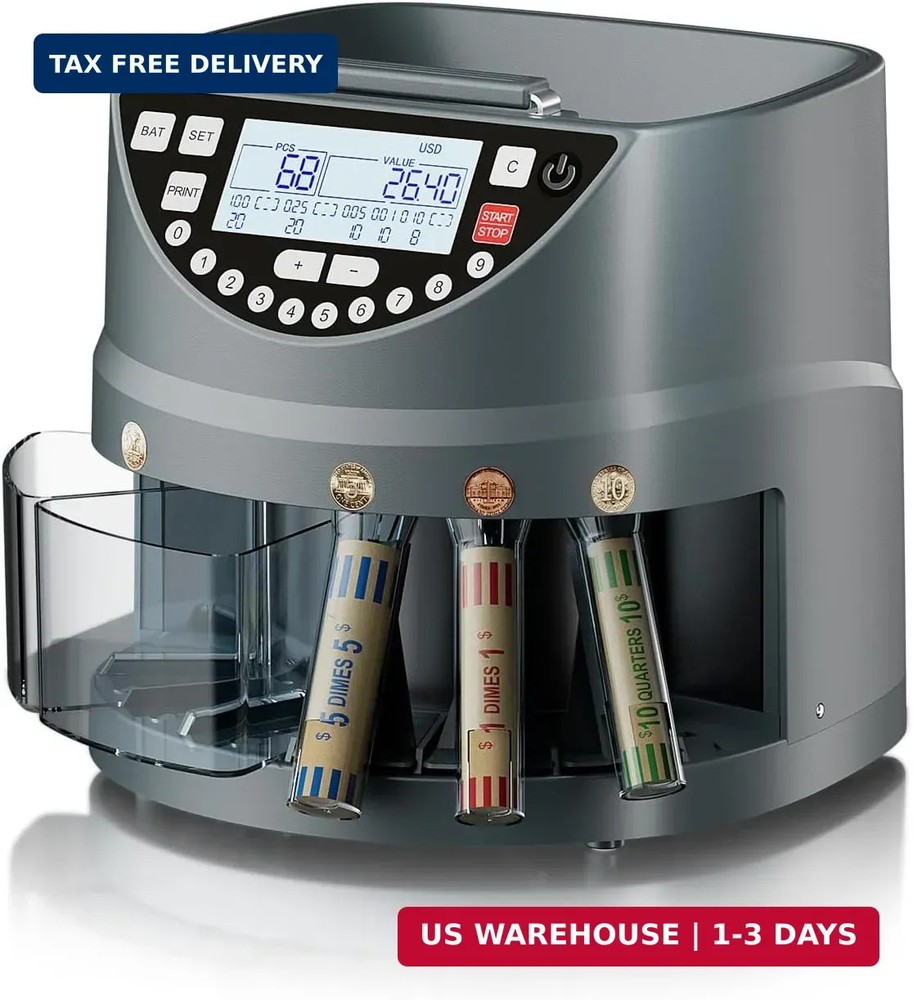 Aneken Coin Counter and Sorter with TFT Display – Accurate Sorting Machine for 5