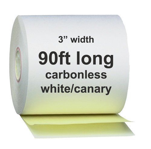 2 Ply Carbonless Receipt Paper Rolls 3″ x 90′ 2-Ply White/Canary – 50 Rolls