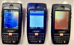 Glacier M3 Orange Handheld Barcode Scanner Lot Of 3 W/Docks & Cradles Mobile PC