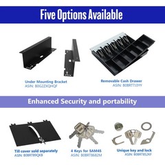 SAM4s 16 Stainless Steel Front Heavy Duty Black POS Cash Drawer with 5Bill/5Coin