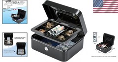 Secure Medium Cash Box with Dual Keys, Removable Tray & Stainless Steel Build