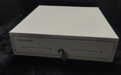 Volcora 500018 White Electronic Cash Register Drawer Open Box 2 Keys No Cables