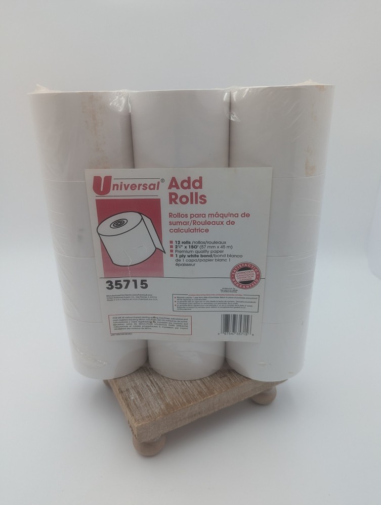(12 Rolls) 2 1/4 x 150 ft White Adding Machine Tape Paper Rolls Premium One P…