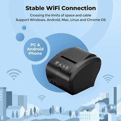 MUNBYN WiFi POS Receipt Printer 80mm Thermal USB/Lan/Serial/Cash Drawer Port ESC