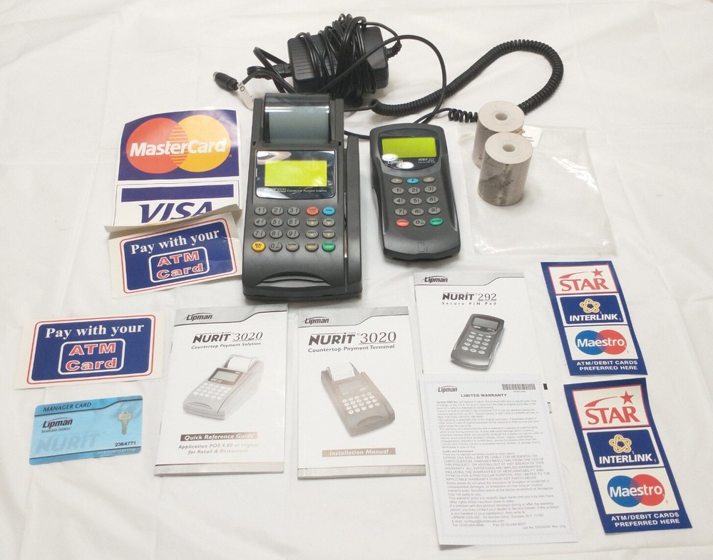 Lipman Nurit 3020 & 292 POS EDC Terminal Credit Card Reader Receipt Printer ASIS