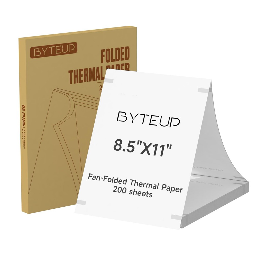 Thermal Printer Paper 8.5″ x 11″ US Letter, 200 Sheets Fan-Fold – Inkless
