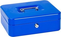 Multi-Compartment Cash Box with Key Lock – Stylish Blue Money Saving Box 9.84”