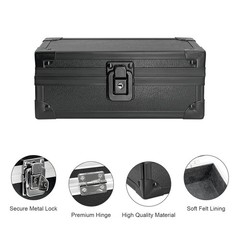 Black Lockable Money Box, Aluminium Alloy Cash Box with Coin Tray, Currency O…