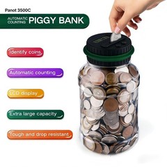 Accurate Digital Coin Counting Jar for Home & Office, 1.8L Clear ABS Coin Ban…