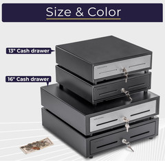 13″ Electronic Cash Register Drawer for Point of Sale System with 4 Bill 5 coin