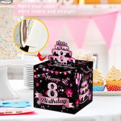 Birthday Money Box 8-Year-Old Cash Gift Surprise Pink Decor 35 Bags Incl.