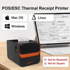 Rongta POS Printer, 80mm Direct Thermal Receipt Printers with Auto Cutter, US…