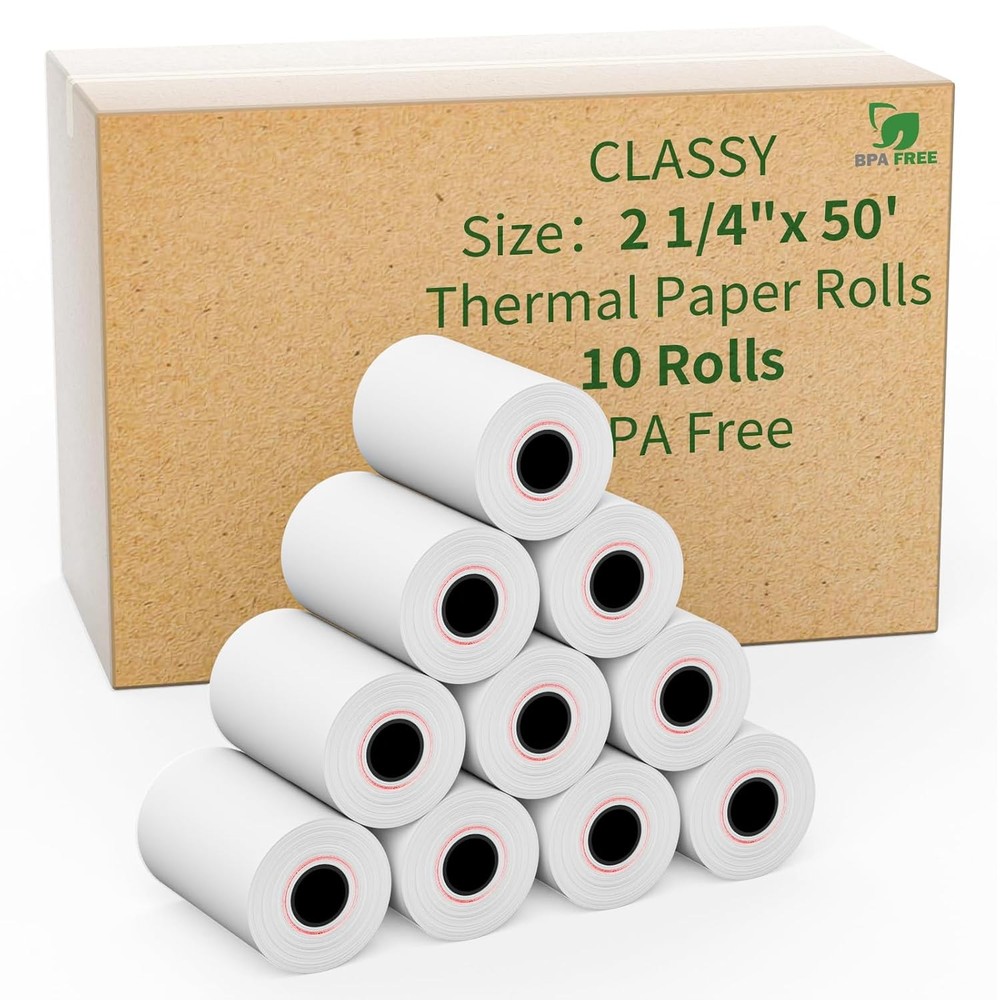Thermal Paper Rolls 2 1/4″ x 50′ POS Cash Register Receipt Paper 10 Rolls