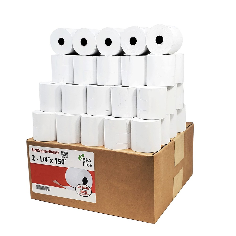 (50 Rolls) 2 1/4″ x 150′ Thermal Paper 2.25 Inch x 150 ft (57/58mm) Cash Regi…