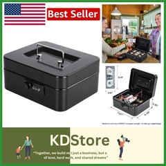 Sleek Black Cash Box with Combination Lock and Coin Tray – Organize Your Value