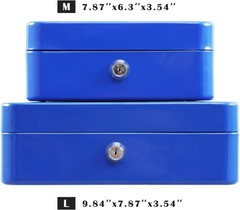 Locking Steel Medium Cash Box with Removable Coin Tray and Key Lock,7.87″X 6.30″