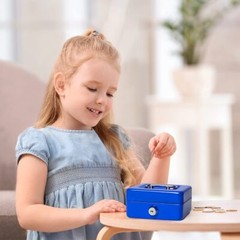 Small Cash Box with Lock and Slot Metal Coin Piggy Bank for Adults and Kids
