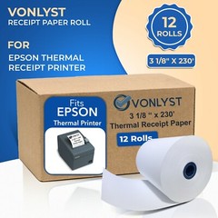 Vonlyst Receipt Paper Roll 3 1/8 x 230 for Epson Thermal Printer (12 rolls)