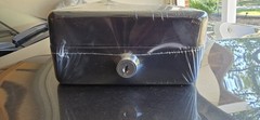 Jssmst Locking Medium Steel Cash Box with Money Tray, Lock Box, Black
