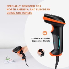 New Upgraded USB 1D2D QR Barcode Scanner Wired Stand Ergonomic Precise Fast Ship