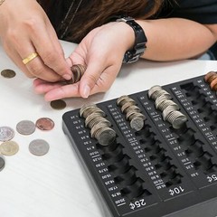 1PCS Black Coin Counter Tray -Change Counter Coin Counting and Sorting Tray w…