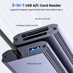 MOGOOD CFexpress Type-B Card Reader with SD4.0 & USB 3.2 Gen 2 Hub | 3-Port D…