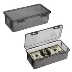 Hipiwe 2 Packs Plastic Cash Box Money Organizer Black Currency 2 Pcs,