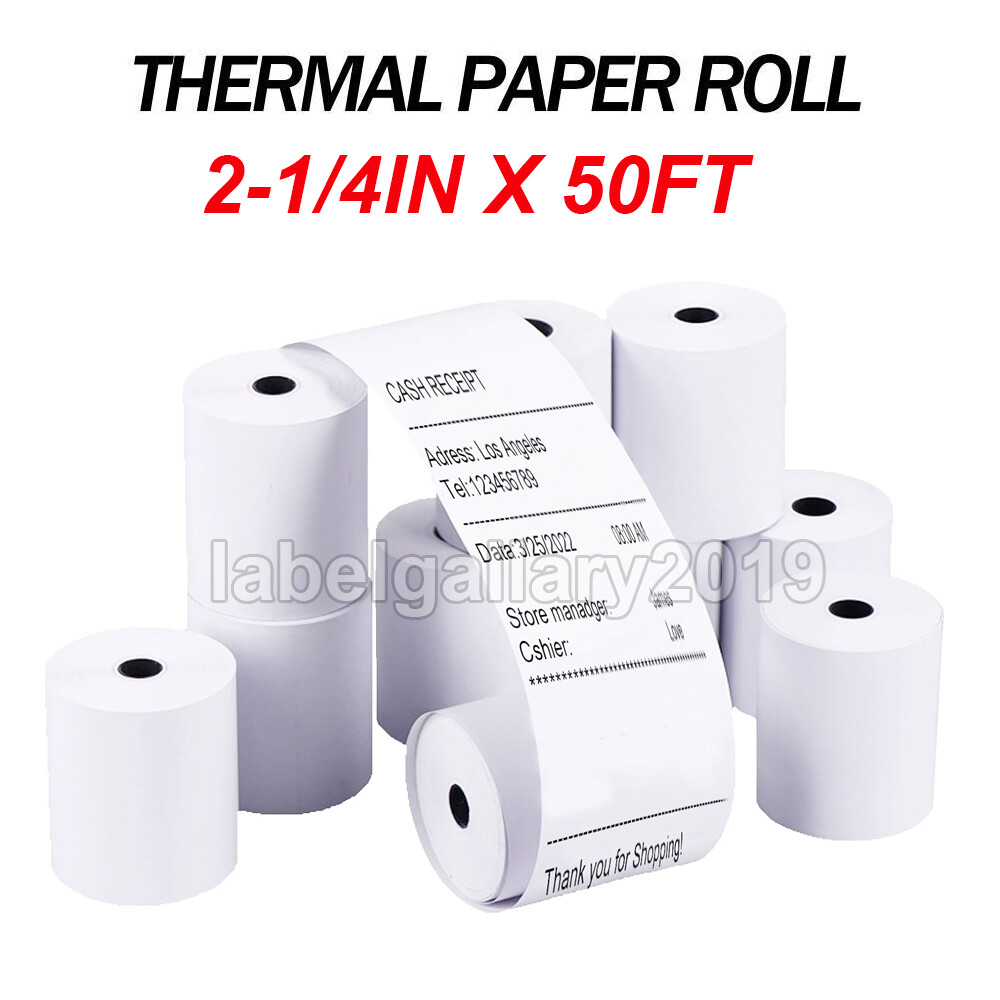 50 Rolls Thermal Paper Receipt Rolls 2-1/4″ x 50′ White POS Cash Register Tape