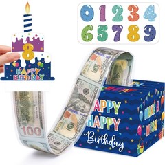 Birthday Money Box Cash Gift Pull Surprise Holder Happy 50 PCS Clear Bags