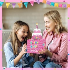 Birthday Money Box Cash Gift Pull Pink Girls Roll 50 PCS Transparent Bags