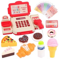 Kids Supermarket Cash Register Toy – Electronic Shopping Play Set with Lights