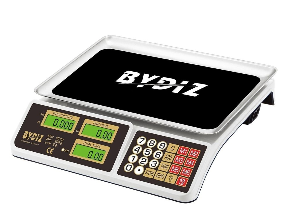 BYDIZ Digital Commercial Price Computing Scale 88lb/40kg, Dual LCD Displays
