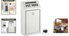 Durable Metal Cash Box with Key Lock – Ideal for Self-Serve Stands, White Finish