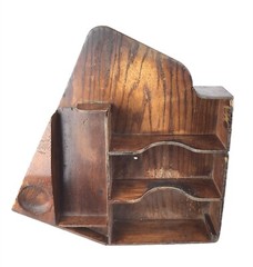 Antique Wooden Bank Teller Countertop Forms Organizer Cash Drawer