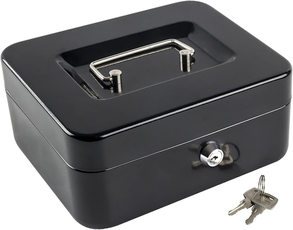 Classic Black Medium Cash Box – Durable, Portable and Perfect for Small Business