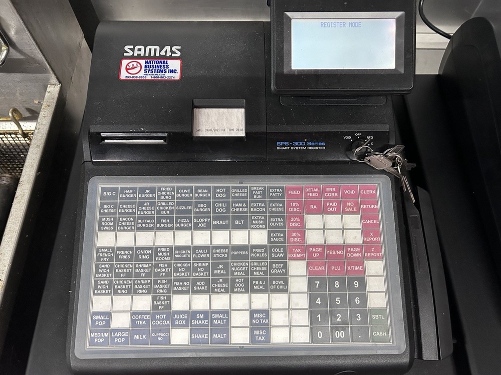 2 Sam4s SPS-340 Series POS Retail Cash Register Keys & Drawer Tested