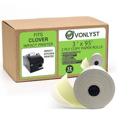 Vonlyst Two Ply Copy Carbonless Rolls 3×95 White/Canary for Clover Kitchen Pr…