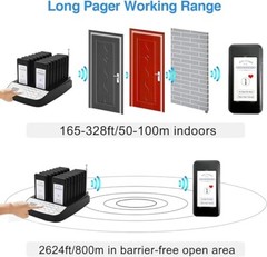 Pager System 16 Buzzers Vibration Flashing Wireless Restaurant medical hotel